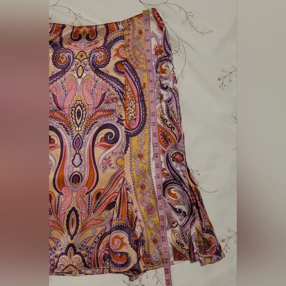 VINTAGE Y2K INC 100% Silk 2pc Set Paisley Midi Skirt & Cami Size 8 - Picture 11 of 13
